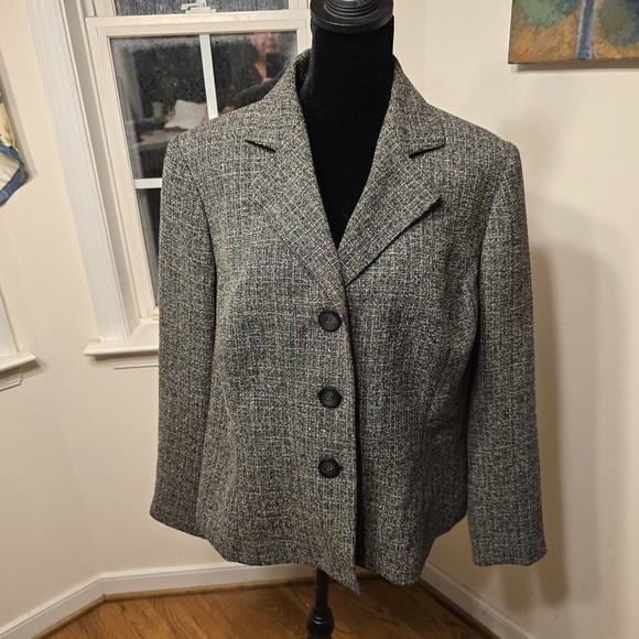Jones Studio Jackets & Blazers - Jones Studio Women's Tweed Heathered Gray Blazer Church Career Dressy 14W